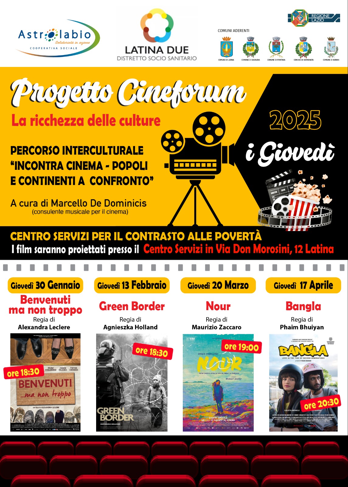 Latina: Cineforum gratuito a cura della Cooperativa Sociale Astrolabio