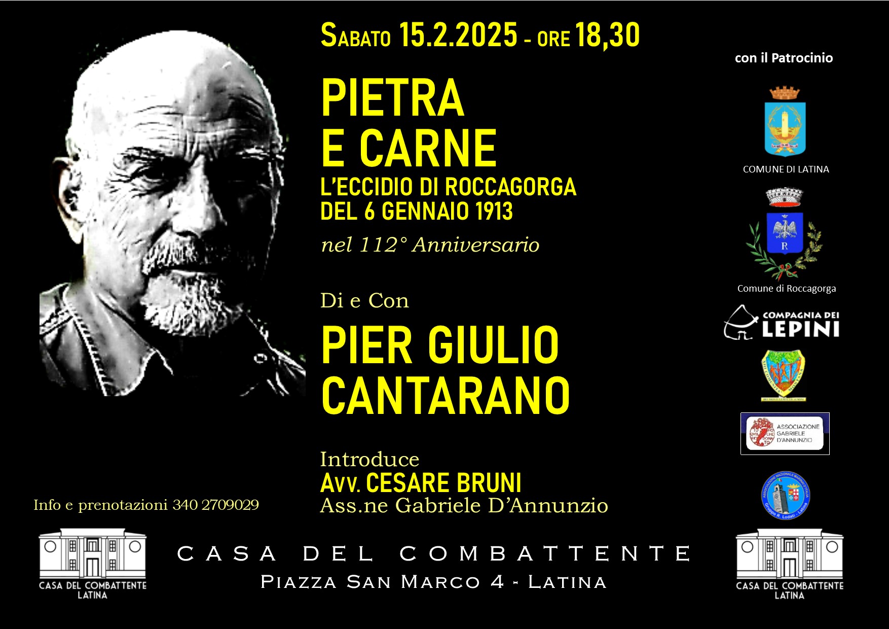 Latina: Pier Giulio Cantarano in scena con “Pietra e Carne”